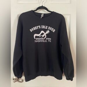 Gildan Black Crewneck Sweatshirt with White Bobby's Idle Hour Nashville Graphic